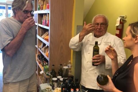 taste testing olive oil