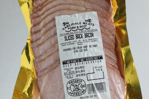 back bacon sliced