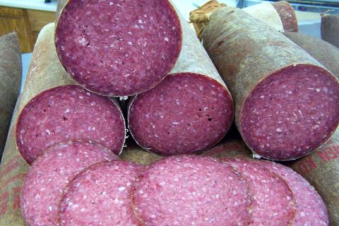 summer sausage stick sliced